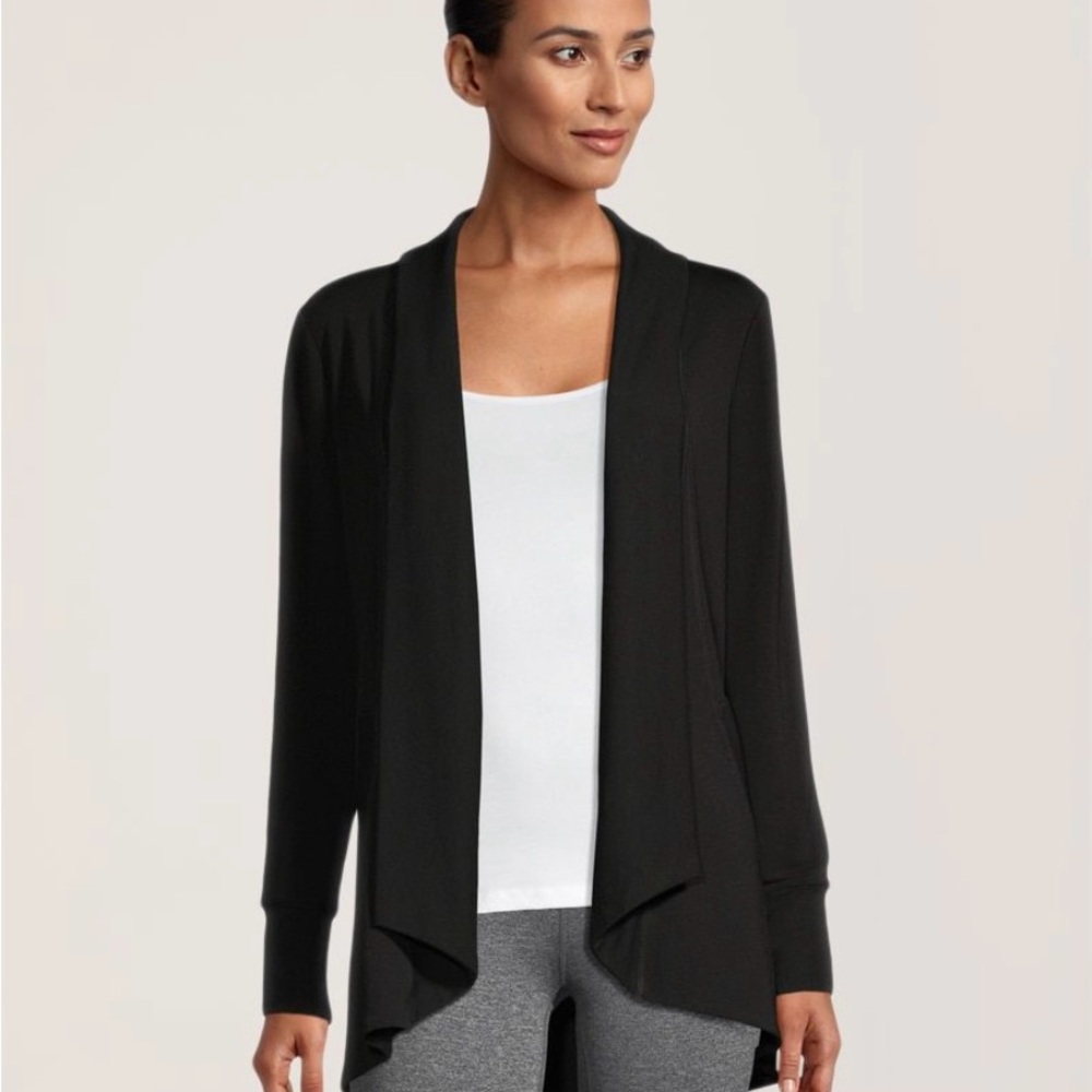 BNWT Elegant Black Draped Cardigan Sweater